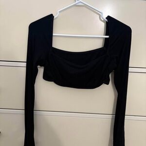 Elegant Black Long Sleeve Women's Top